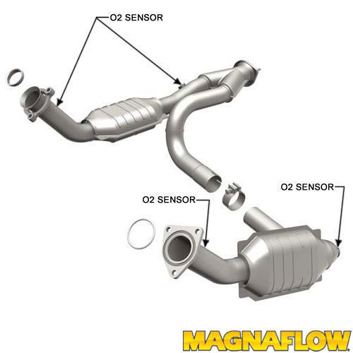 Catalytic Converter - Direct-Fit - Replacement - Stainless - Natural - Small Block Chevy - GM Fullsize SUV / Truck 1999-2007 - Kit
