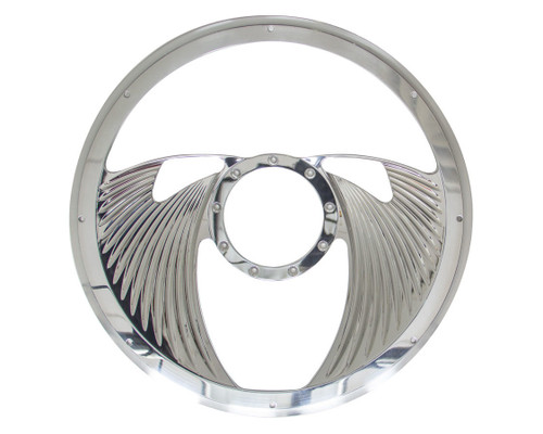 Steering Wheel - Standard - Eagle - 14 in Diameter - 2 in Dish - 2-Spoke - Milled Finger Notches - Billet Aluminum - Polished - Each