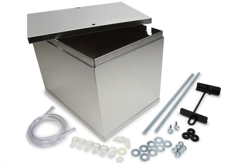 Battery Box - Sealed - 13.5 in Length x 9.5 in Wide x 10 in Height - Hardware Included - NHRA Compliant - Aluminum - Natural - Kit