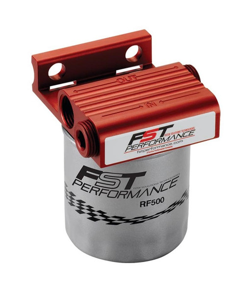 Fuel Filter - Flomax 300 - Canister - 4 Micron - Stainless Element - 1/2 in NPT Female Inlet - 1/2 in NPT Female Outlet - 300 gph - Aluminum - Red Anodized - Each