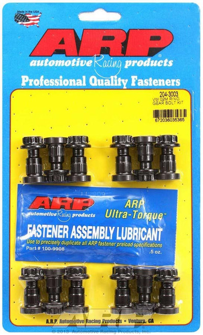 Ring Gear Stud - 9 mm x 1.00 Thread - 1.1 in Long - 12 Point Nuts - Chromoly - Black Oxide - Volkswagen 02M - Set of 12