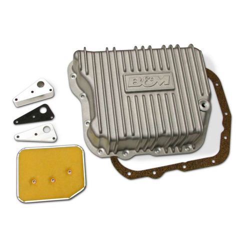 Transmission Pan - Hi-Tek - Deep Sump - Finned - Adds 4.0 qt Capacity - Aluminum - Natural - Torqueflite 727 / 518 / 618 / Cummins 48RE - Kit