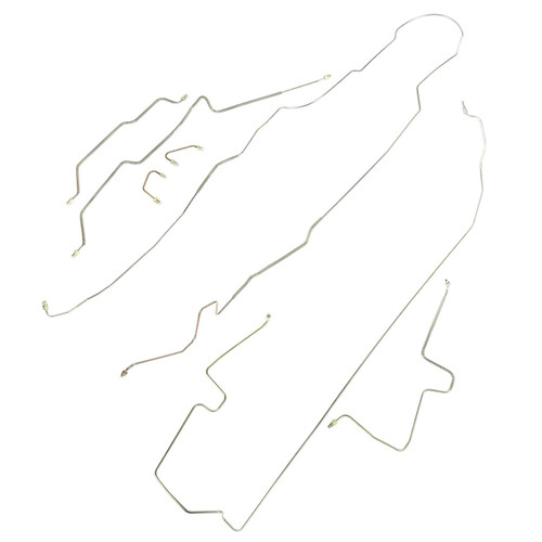 Brake Line Kit - Pre-Bent - Steel - Natural - Disc Front - Drum Rear - Fittings Included - Hoses Required - Jeep Wrangler TJ 1997-2006 - Kit