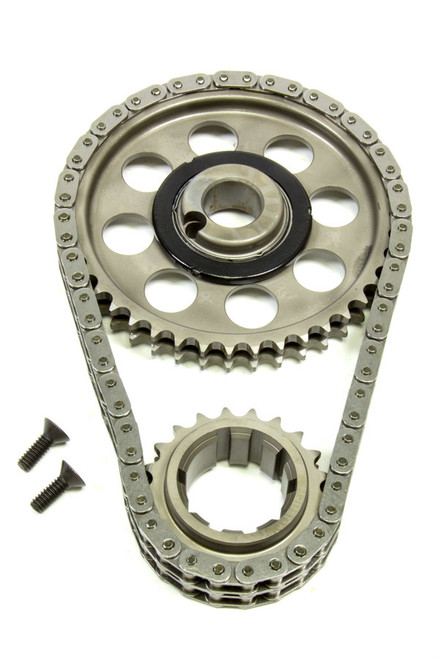 Timing Chain Set - Gold Series - Double Roller - Keyway Adjustable - 0.005 in Shorter - Needle Bearing - Billet Steel - Small Block Ford - Kit