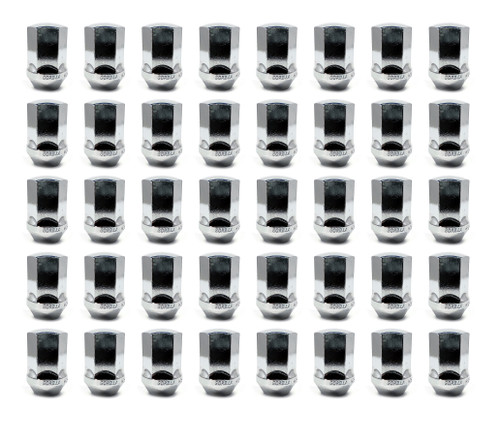 Lug Nut - Bulge - 14 mm x 1.50 Right Hand Thread - 13/16 in Hex Head - 60 Degree Seat - Closed End - Heat Treated - Steel - Chrome - Set of 40