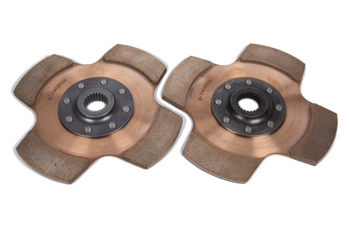 Clutch Disc - 4-Paddle 8 rivet - 7-1/4 in Diameter - 1 in x 23 Spline - Rigid Hub - Ceramic / Metallic - Tilton Clutches - Pair