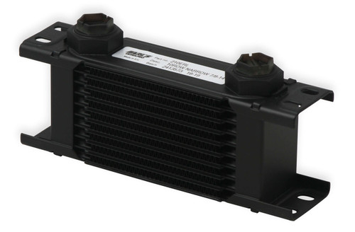 Fluid Cooler - 8.25 x 3 x 2 in - Plate Type - 10 AN Female O-Ring Inlet / Outlet - Aluminum - Black Paint - Universal - Each