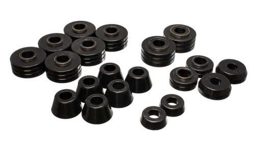Body Mount Bushing - Hyper-Flex - Polyurethane / Steel - Black / Cadmium - Ford Fullsize SUV 1966-77 - Kit