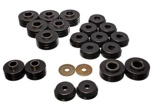 Body Mount Bushing - Hyper-Flex - Polyurethane / Steel - Black / Cadmium - Ford Fullsize SUV 1980-96 - Kit