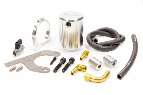 Air-Oil Separator - 2.875 in Diameter - 4.5 in Tall - 3/8 in NPT Female Inlet / Outlet - Aluminum - Polished - Chevy Corvette 1997-2004 - Kit
