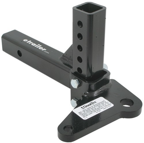 Hitch Shank Bar - 2 in Hitch - 12 in Long - 5-1/4 in Drop - 6000 lb Tongue Weight - Hardware / Sway Control Tab Included - Steel - Black Powder Coat - Each