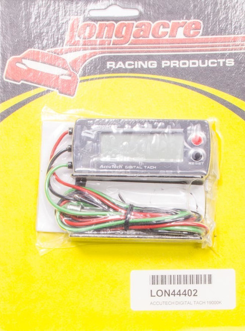 Tachometer - AccuTech - 19000 RPM - Digital - 3-1/2 in Wide x 1-1/2 in Tall - Warning Light - Each