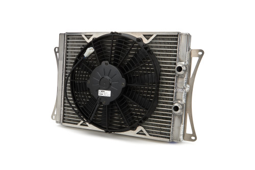 Fluid Cooler and Fan - Oil Cooler - 17.5 x 12 x 1.25 in - 12 AN Male Inlet / Outlet - Aluminum - Natural - Super Late Model - Each