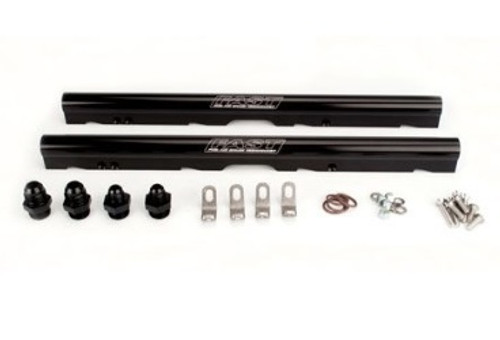 Fuel Rail - LSXR - 8 AN Female O-Ring Inlets - 8 AN Female O-Ring Outlets - Aluminum - Black Anodized - Brackets / Fittings Included - F.A.S.T LSXR LS3 / LS7 Intakes - Kit Fuel Rail - LSXR - 8 AN Female O-Ring Inlets - 8 AN Female O-Ring Outlets - Aluminum - Black Anodized - Brackets / Fittings Included - F.A.S.T LSXR LS3 / LS7 Intakes - Kit