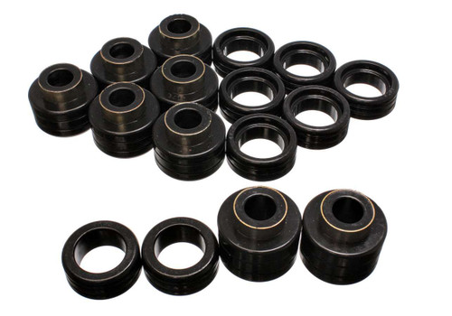 Body Mount Bushing - Hyper-Flex - Polyurethane / Steel - Black / Cadmium - GM Fullsize Truck 1988-2001 - Kit