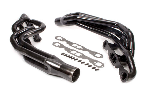 Headers - Conventional Crossover - 1-5/8 to 1-3/4 in Primary - 3 in Collector - Steel - Black Paint - Small Block Chevy - Pair