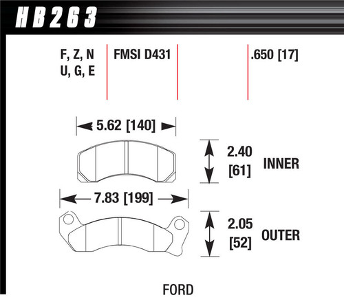 Brake Pads - HPS Compound - High Torque - Front - Ford Mustang / Thunderbird 1987-93 - Set of 4