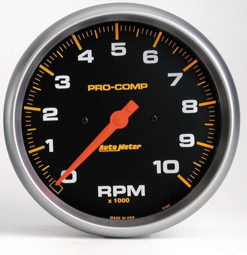 Tachometer - Pro-Comp - 10000 RPM - Electric - Analog - 5 in Diameter - Dash Mount - Black Face - Each