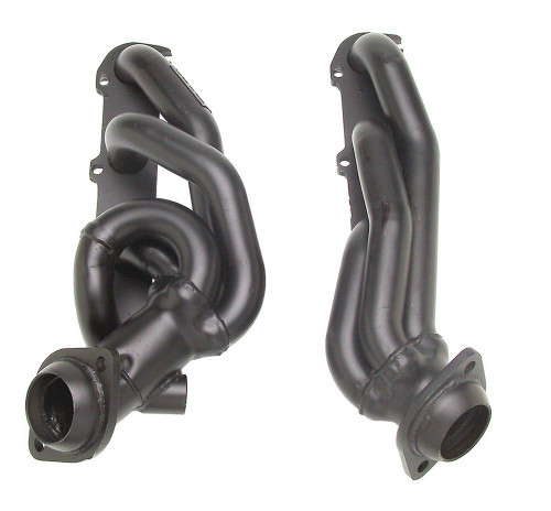 Headers - Street - 1-1/2 in Primary - Stock Collector Flange - Steel - Black Paint - Ford Modular - Fullsize SUV / Truck 1997-2004 - Pair