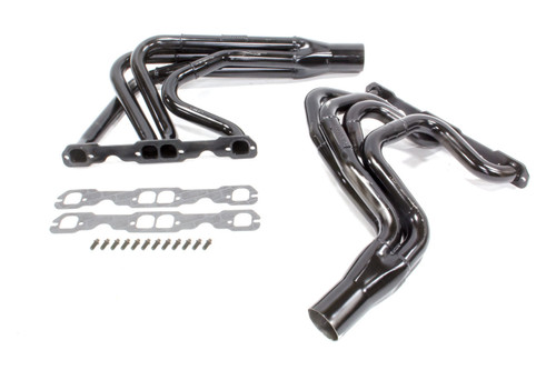 Headers - IMCA Modified - 1-5/8 to 1-3/4 in Primary - 3 in Collector - Steel - Black Paint - Small Block Chevy - Pair