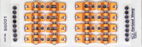 Rocker Arm - Original - 7/16 in Stud Mount - 1.5 Ratio - Full Roller - Aluminum - Orange Anodized - Pontiac V8 - Set of 16