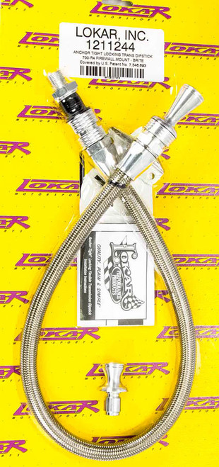 Transmission Dipstick - Anchor Tight - Locking - Firewall Mount - Flexible - Braided Stainless - Aluminum - Clear Anodized - 700R4 - Each
