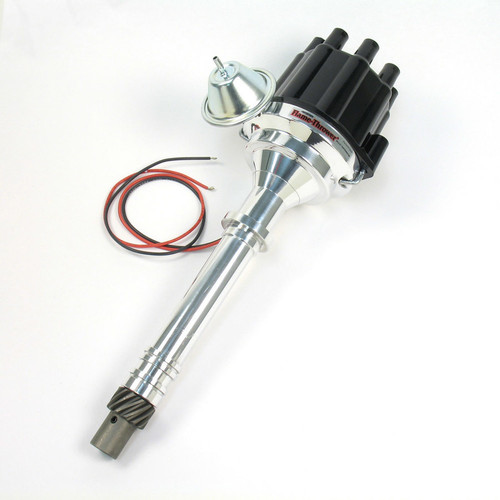 Distributor - Flame-Thrower Plug N Play Billet - Magnetic Pickup - Vacuum Advance - Socket Style - Black - Chevy V8 - Each