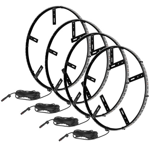 Lighted Wheel Ring Kit - LED - 16.5 in Diameter - Bracket / Mounting Hardware Included - Aluminum - White - Kit