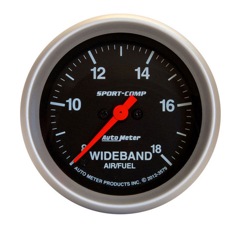 Air-Fuel Ratio Gauge - Sport-Comp - Wideband - 8:1-18:1 AFR - Electric - Analog - Full Sweep - 2-5/8 in Diameter - Black Face - Each