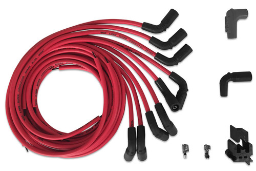 Spark Plug Wire Set - Super Conductor - Spiral Core - 8.5 mm - Red - 90 Degree Plug Boots - 90 Degree LT1 Terminal - Cut-To-Fit - GM LT-Series 1992-97 - Kit
