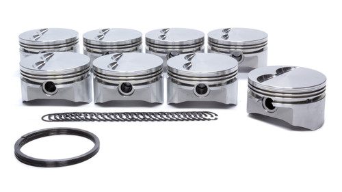 Piston - E Series - Forged - 4.030 in Bore - 5/64 x 5/64 x 3/16 in Ring Grooves - Minus 5.00 cc - Small Block Chevy - Set of 8