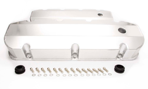 Valve Cover - Tall - 3-1/2 in Height - Breather Holes - Hardware Included - Fabricated Aluminum - Clear Anodized - Short Bolt - Big Block Chevy - Pair