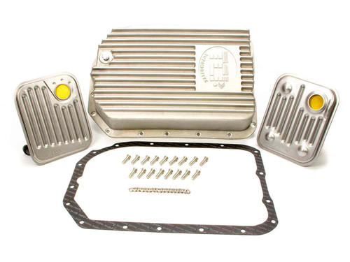 Transmission Pan - Deep Sump - Finned - Adds 2.0 qt Capacity - Aluminum - Natural - GM 4L80E / 4L85E - Kit Transmission Pan - Deep Sump - Finned - Adds 2.0 qt Capacity - Aluminum - Natural - GM 4L80E / 4L85E - Kit