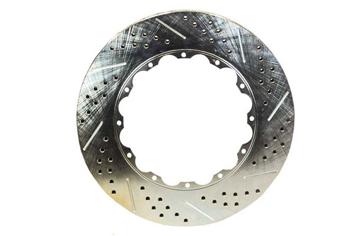 Brake Rotor - Passenger Side - 14 in OD - 1.150 in Thick - 12 x 8.5 in Bolt Circle - Slotted / Drilled / Vented - Iron - Zinc Plated - Each