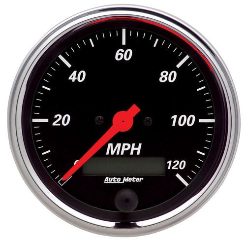 Speedometer - Designer Black - 120 MPH - Electric - Analog - 3-3/8 in Diameter - Programmable - Black Face - Each