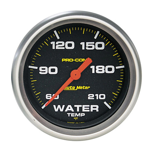 Water Temperature Gauge - Pro-Comp - 60-210 Degree F - Electric - Analog - Full Sweep - 2-5/8 in Diameter - Black Face - Each