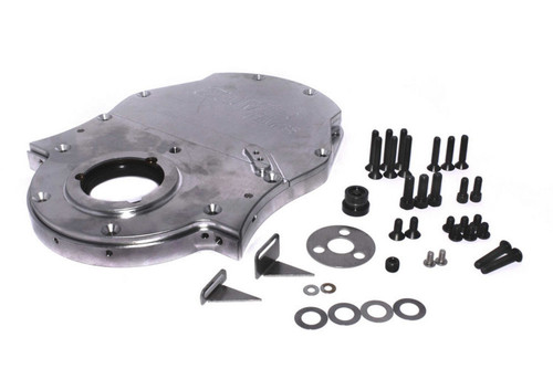 Timing Cover - 3-Piece - Gaskets / Hardware / Seal / Timing Tab Included - Aluminum - Natural - Big Block Chevy - Kit