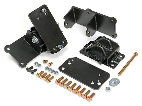 Motor Mount Adapter - Bolt-On - Steel - Black Powder Coat - GM LS-Series - GM F-Body 1967-69 / GM X-Body 1968-74 - Kit