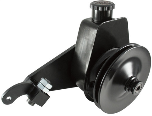 Power Steering Pump - Saginaw - Bracket / V-Belt Pulley - Steel - Black Powder Coat - Small Block Ford - Kit
