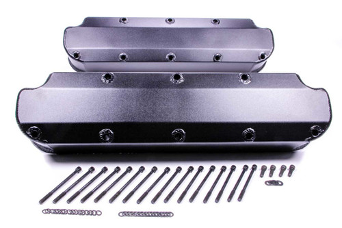 Valve Cover - Stock Height - Hardware Included - Aluminum - Black Anodized - Small Block Mopar - Pair