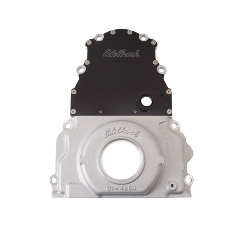 Timing Cover - 2-Piece - Gaskets / Seal Included - Aluminum - Natural / Black - Front Mount Camshaft Sensor - GM LS-Series - Each