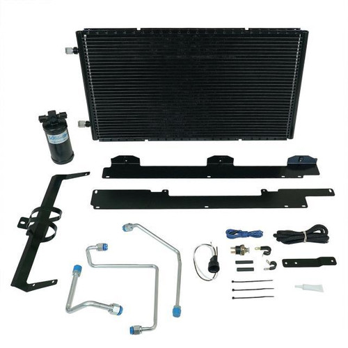 Air Conditioning Condenser and Drier - SureFit - Horizontal - 25.5 x 14 in - Aluminum - Black Paint - GM G-Body 1982-88 - Kit