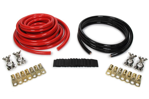 Battery Cable Kit - 2 Gauge - Dual Top Mount Battery Terminals - Terminals / Heat Shrink Included - Copper - 25 ft Red / 8 ft Black - Kit