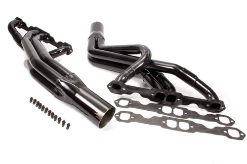 Headers - Street Stock - 1-3/4 to 1-7/8 in Primary - 3-1/2 in Collector - Steel - Black Paint - Stock Clip - Small Block Chevy - Pair