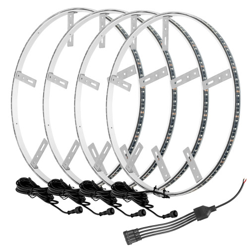 Lighted Wheel Ring Kit - LED - 15 in Diameter - Bracket / Mounting Hardware Included - Aluminum - ColorShift - Kit