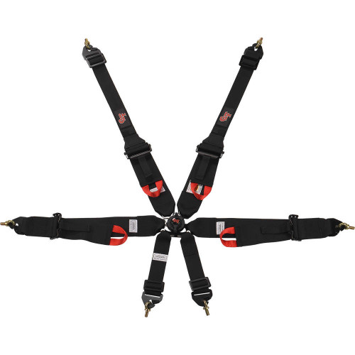 Harness - 6 Point - Camlock - FIA Approved - Pull Up Adjust - Clip-In / Wrap Around - Individual Harness - Black - Kit