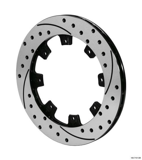 Brake Rotor - SRP - Driver Side - Drilled / Slotted - 12.19 in OD - 0.810 in Thick - 8 x 7.00 in Bolt Pattern - Iron - Black Paint - Universal - Each