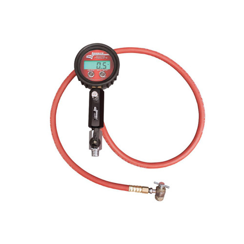 Shock Inflator and Gauge - 0-300 psi - Mechanical - Digital - Red Face - Controlled Flow Inlet - 24 in Hose - Silver Carrying Case - Kit