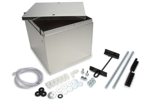 Battery Box - Sealed - 11.25 in Length x 9.5 in Wide x 8.75 in Height - Hardware Included - NHRA Compliant - Aluminum - Natural - Kit