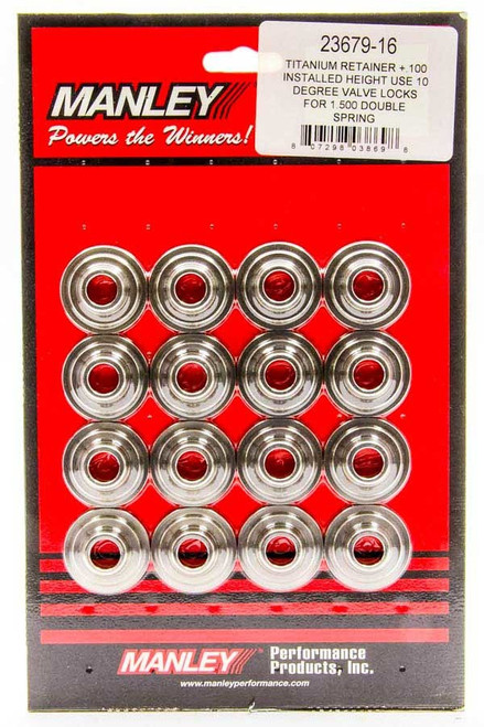 Valve Spring Retainer - Lightweight - 10 Degree - 1.035 in / 0.705 in OD Steps - 1.500 in Dual Spring - Plus 0.100 - Titanium - Set of 16